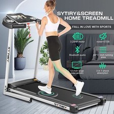 3.25HP Folding Incline Treadmill with 10" HD TV Touchscreen for Home Gym 
