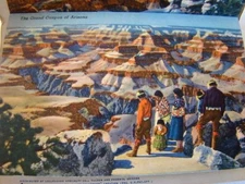 1950s Fred Harvey Era Accordion Linen Postcard Book, GRAND CANYON NATIONAL PARK
