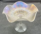 WONDERFUL VINTAGE CARNIVAL NORTHWOOD WHITE HEART & FLOWERS COMPOTE “NICE COLOR”