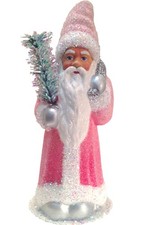 Schaller Paper Mache Candy Container - Santa Rose Coat with Glitter - 10.5"H x 4