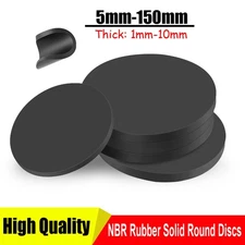 NBR Rubber Solid Discs Flat Round Pad Sealing Non-Slip Cushioning Dia 5mm-150mm