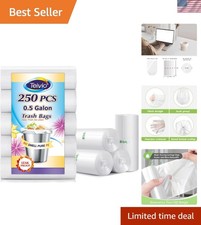 Durable Clear Trash Bags - 0.5 Gallon, 250 Count, for Easy Disposal Everywhere