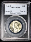 1946-S Washington Silver Quarter 25c PCGS MS66
