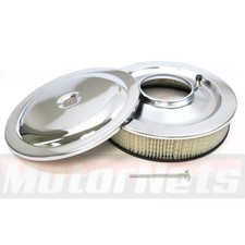 Flat Base 14x3 Air Cleaner Set Round Race Car Top For Chevy Ford Mopar Chrome