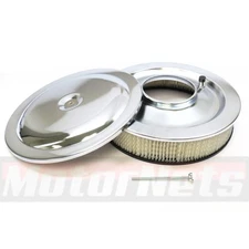 Flat Base 14"x3" Air Cleaner Set Round Race Car Top For Chevy Ford Mopar Chrome 
