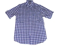 Daniel Cremieux Signature Collection Blue/Purple Check SS Button Shirt Men Med