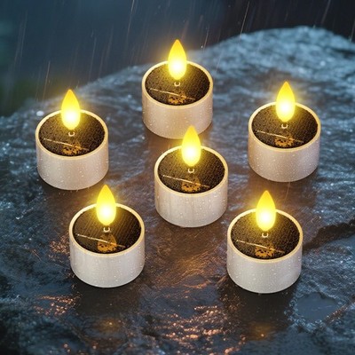 SoulBay Solar Tea Lights Outdoor Waterproof, 6 Pack Small Flameless Flickerin...