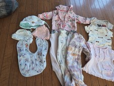  14 Bundle Lot Baby Girl 0-3M Zip Up PJs, Bodysuits, Burt's Bees, Carter's