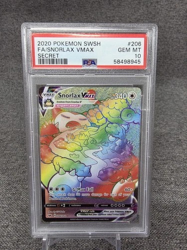 Pokémon TCG Snorlax Vmax Holo Secret Graded 10 PSA
