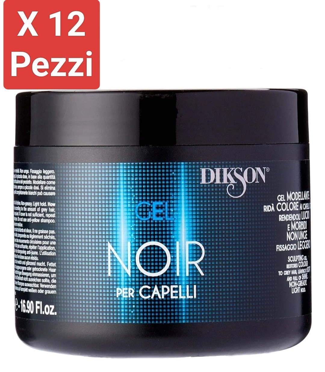 3 PEZZI DI DIKSON GEL NOIR BLACKGEL NERO CAPELLI GRIGI BRIZZOLATI BIANCHI 500 ML - Immagine 3