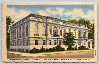 International Eastern Star Temple Washington DC Curt Teich Linen Postcard AA345