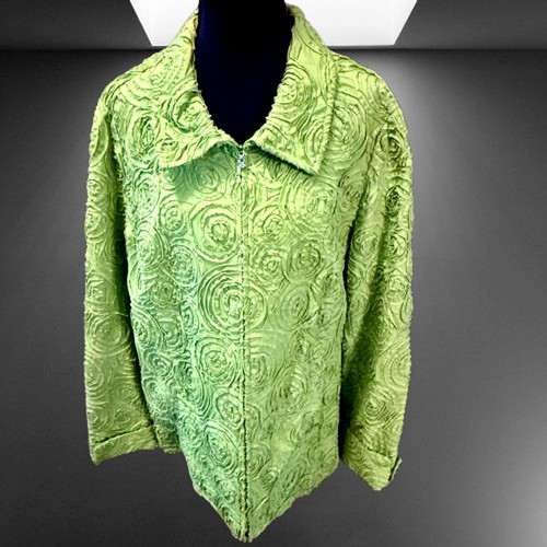 Laura Ashley, Vintage Laura Ashley Floral Textured Full Zip Jacket Sz 1X