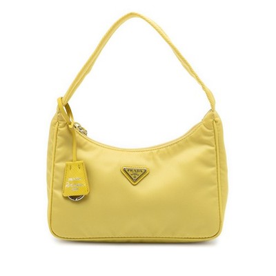 Prada Mini Tessuto Re Edition 2000 Schultertasche Pre-Loved Hellgelb