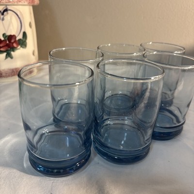 6 Anchor Hocking Saturn Blue Blueberry High Juice Glasses 1960s Tumblers Vintage