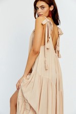 Free People Endless Summer Bare It All Maxi Dress NEUTRAL BROWN Sz S