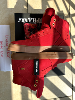 Lovesong SU VAIDER Red Suede Canvas Mens Mid Top BMX Skate Shoes Streetwear