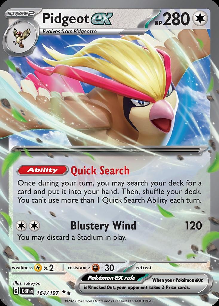 Pokemon Pidgeot ex (164/274) Obsidian Flames LP HOLO