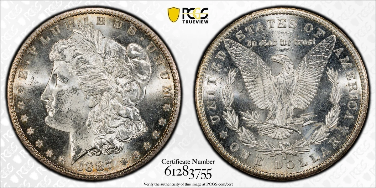 San Francisco MS 63 Graded 1887 Year Morgan US Dollars (1878-1921