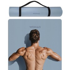 Extra Wide Thick 8mm Yoga Mat 72"x31.5" Large Non Slip Exercise Premium POE