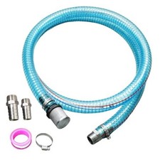 Suction Hose 1 Inch ID Clear PVC Hose Kit, 6.5ft 304 Stainless 1"ID 3/4"-1" 6FT