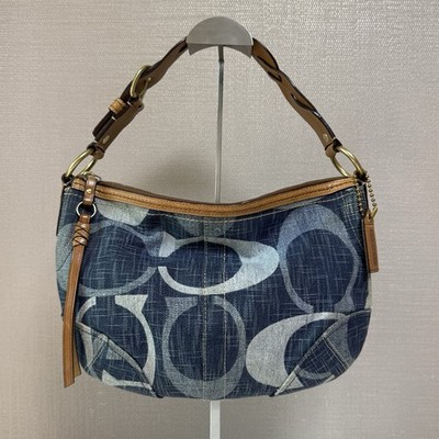 Rare Vintage Coach Blue Denim Jumbo Signature Hobo Shoulder Bag