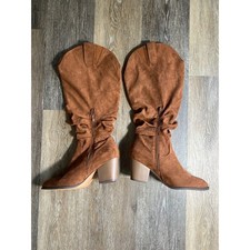 Slouchy Knee High Boots Womens 11W Tan Brown ...