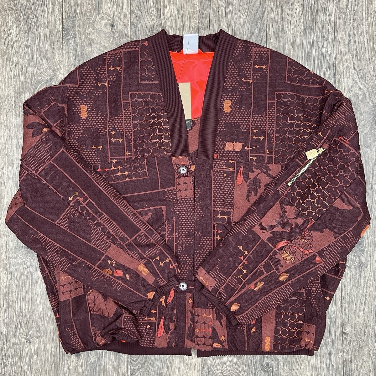 Nike Naomi Osaka Jacket Size Large Womens Jacquard Burgundy Crush