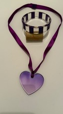 Girls Purple Heart Necklace and Bangle Bracelet