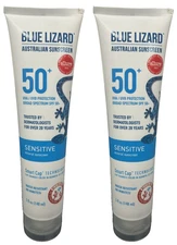 2x Blue Lizard Sensitive Sunscreen SPF 50+ (5 oz each) Mineral Lotion – UVA/UVB
