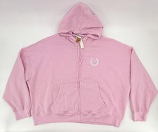 PINK Victoria's Secret Hoodie Womens 2XL Pink Zip Up Laurel Wreath Logo Relaxed