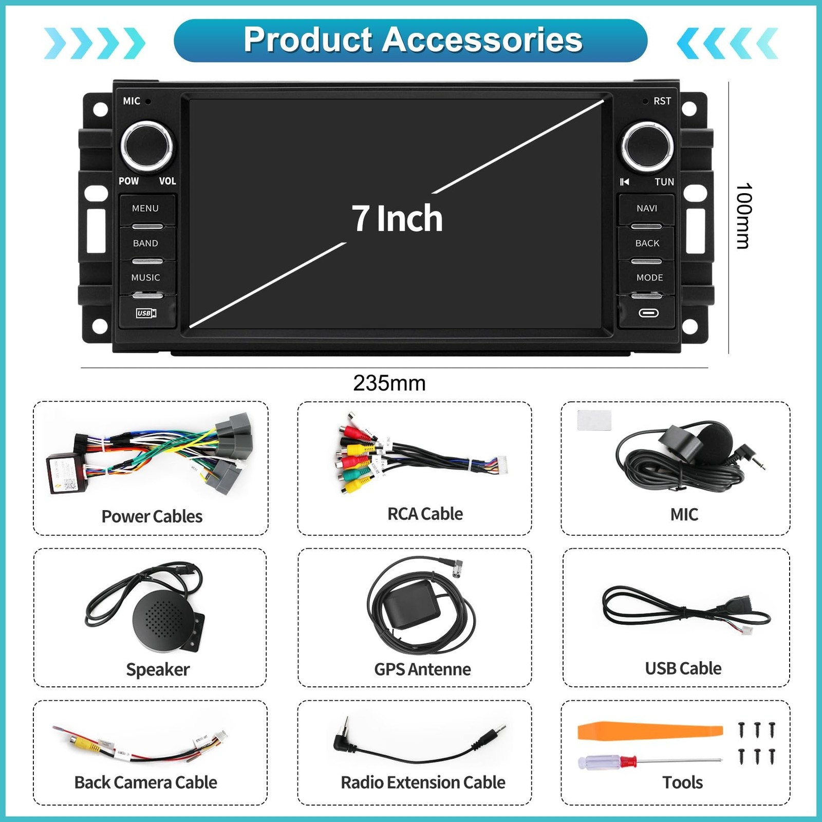 Android 13 Car Stereo for Jeep Wrangler, Chrysler, Dodge RAM 1500 - 7" Touch ... thumbnail 7