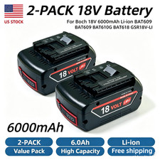 2-PACK 18V Battery For Bosch 18V 6.0AH Li-ion BAT609 BAT610G BAT618 GSR18V-LI US