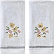by  Tossed Flowers Hand Towel (2-Pack), White
