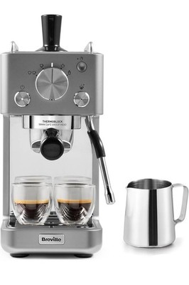 Breville Barista Slimline Espressomaschine mit Milchaufschäumer, 15 Bar Pumpe, silber