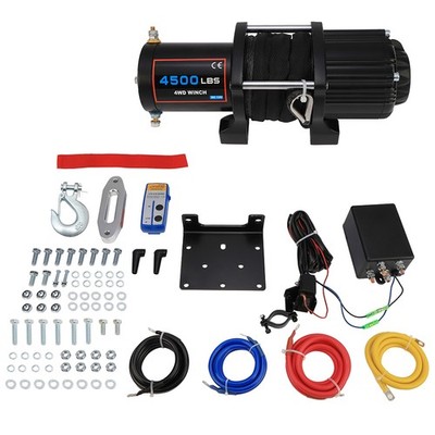Remote Electric Winch Synthetic Rope Truck Trailer Tow Off Road 4WD 4500LBS