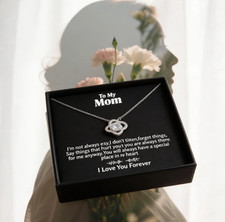 Necklace for Mom Mother Day gift from her child a silver heart-shaped necklace--