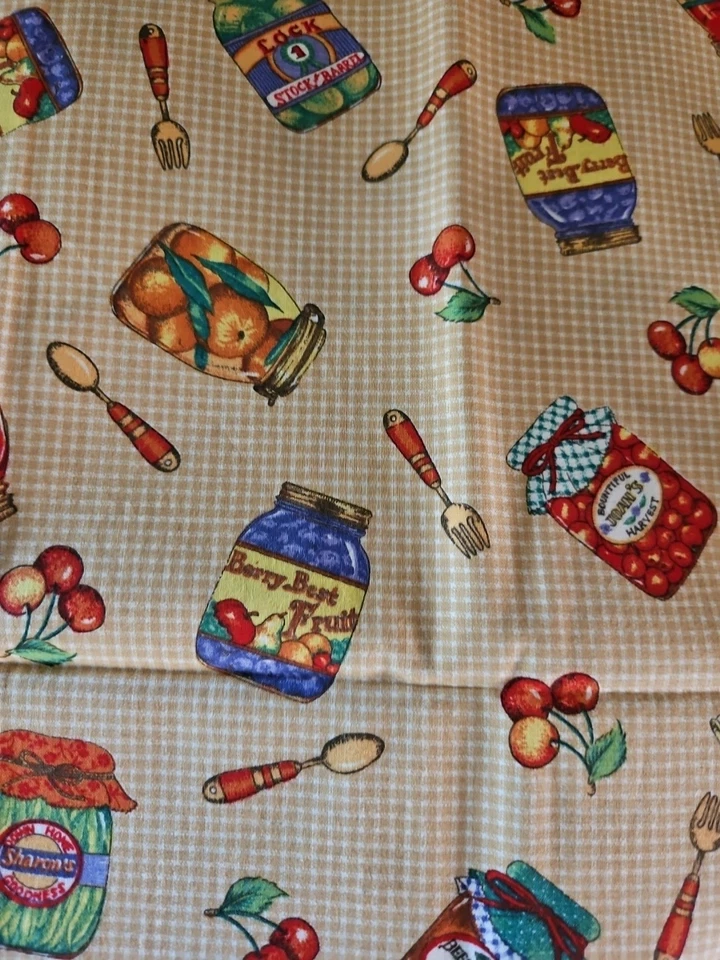 VTG HTF Sharon Kessler Concord Canning Jars on Check Cotton Fabric 2 Yards X 45" - Image 4 of 4