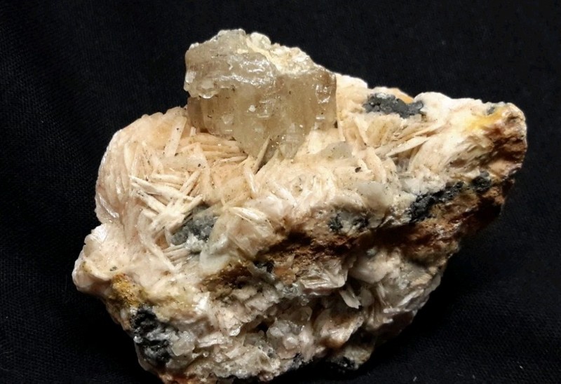 2.5" CERUSSITE with GALENA and BARITE from Morocco. FLUORESCENT 