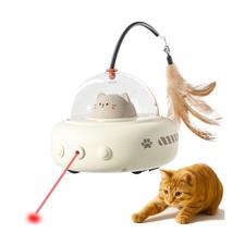 hooroor 2-in-1 UFO Laser Cat Toy   Automatic Motion with Feather, R... Fas