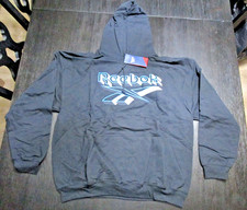 NWT REEBOK Big Logo Pullover Hoodie Sz. XL - Black - Blue - Brand New w/Tags