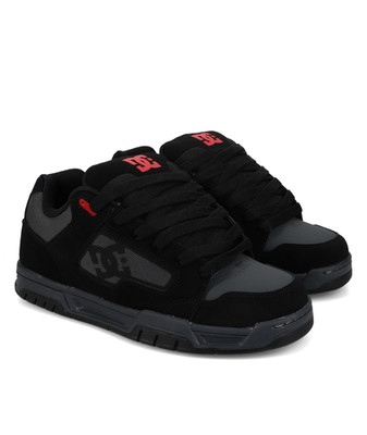 DC SHOES HERREN COILER SNEAKER. NEU VERPACKT LEDER SCHWARZ ROT GUMMI SKATE SCHUHE W25