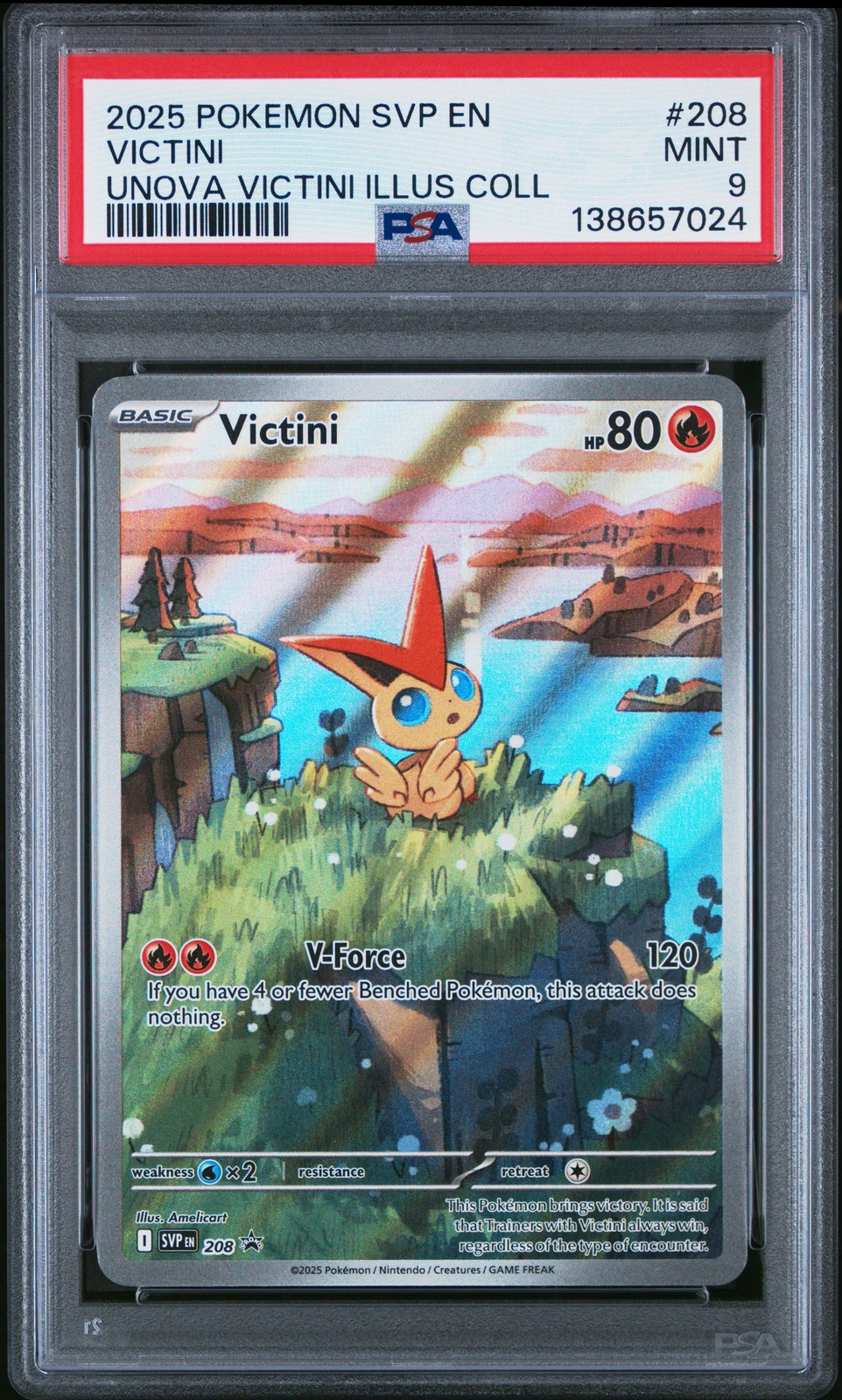 2025 POKEMON SVP EN-SV BLACK STAR PROMO #208 VICTINI PSA 9