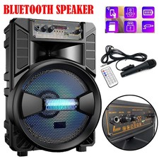 1000W 8'' Portable FM Bluetooth Speaker Subwoofer Heavy Bass Sound System Party