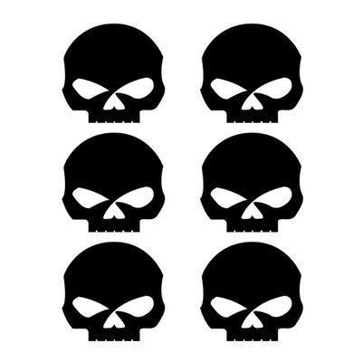 Angry Skull Vinyl Stickers - 6 Pack Grim Face Decals for Car, Laptop, Helmet DIY