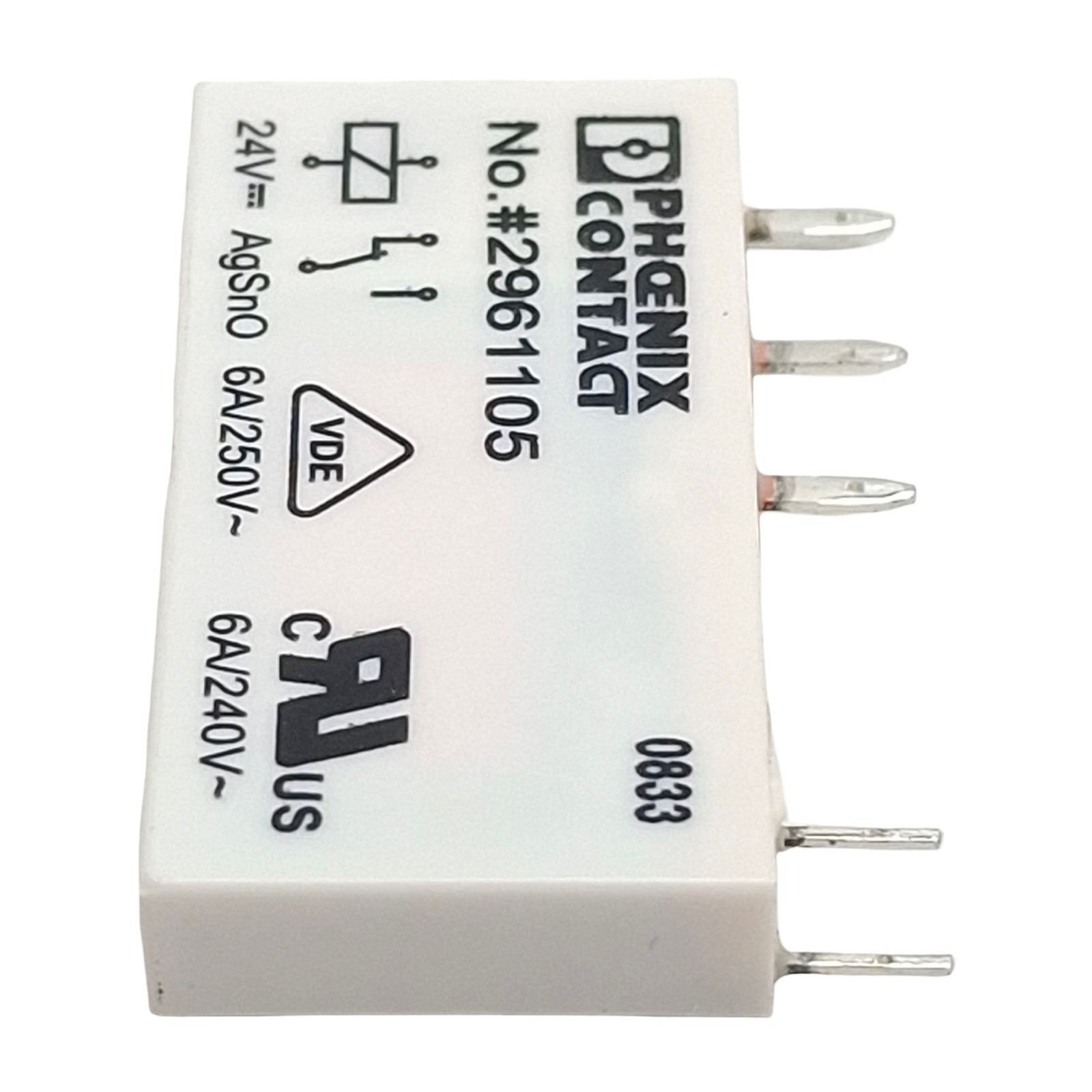 Lot of 4 Phoenix Contact 2961105 Mini Power Relay SPDT, 6A 250VAC/DC, 24VDC Coil