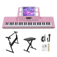 61 Key Portable Electronic Keyboard Piano w/Lighted Z-Stand for Beginner Adult