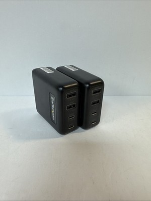 New Lot of 2 StarTech 2210GCN 100W GaN Wall Charger 2x USB-C 2x USB-A   No Cable