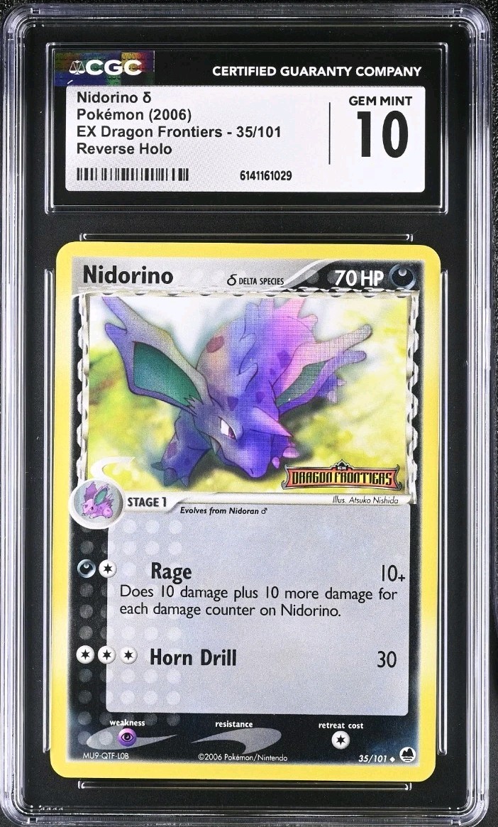 Pokemon Nidorino 35/101 Reverse Holo EX Dragon Frontiers CGC 10 (No Print Line)