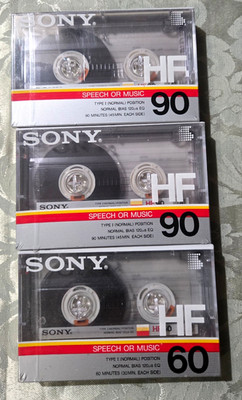 Lot of 3 New Sealed SONY HF 90 / 60 Blank Audio Cassette Tapes