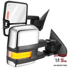 Pickup Towing Mirrors Pair 2014-2020 Chevy/GMC Chrome - Running Light Upgraded